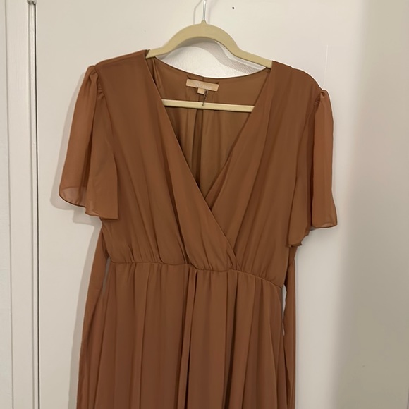 Camel colored maternity dress. Pink Blush Maternity. Ricarica label. Size L. - Picture 2 of 6